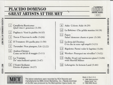 PLCIDO DOMINNGO 'Great Artists At The Met'- MET 102CD