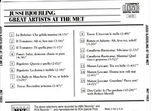 JUSSI BJORLING - Great Artist At The Met' - MET 110CD