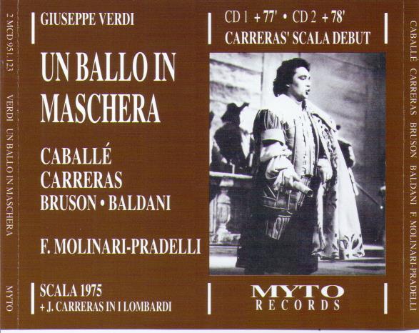 JOSE CARRERAS 'Un Ballo In Maschera' 2MCD 951.123 (2-cd Set)