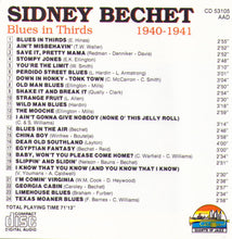 SIDNEY BECHET - Blues In Thirds - 1940-1941 - CD 53105