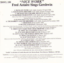 FRED ASTAIRE sings GERSHWIN  "Nice Work" CDSVL 199