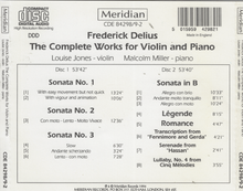 FREDERICK DELIUS: The Complete Works for Violin & Piano - CDE 84298/9-2
