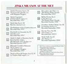 ZINKA MILANOV  'At The Met'  MET 107CD