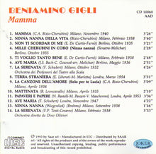 BENIAMINO GIGLI - Mamma - CD 10060